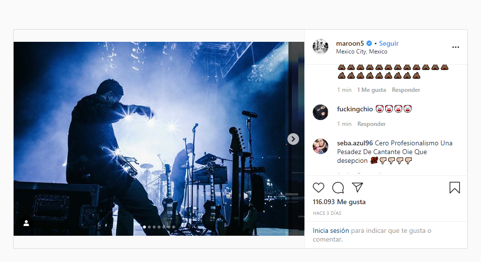 Pantallazo Maroon 5 Levine 2