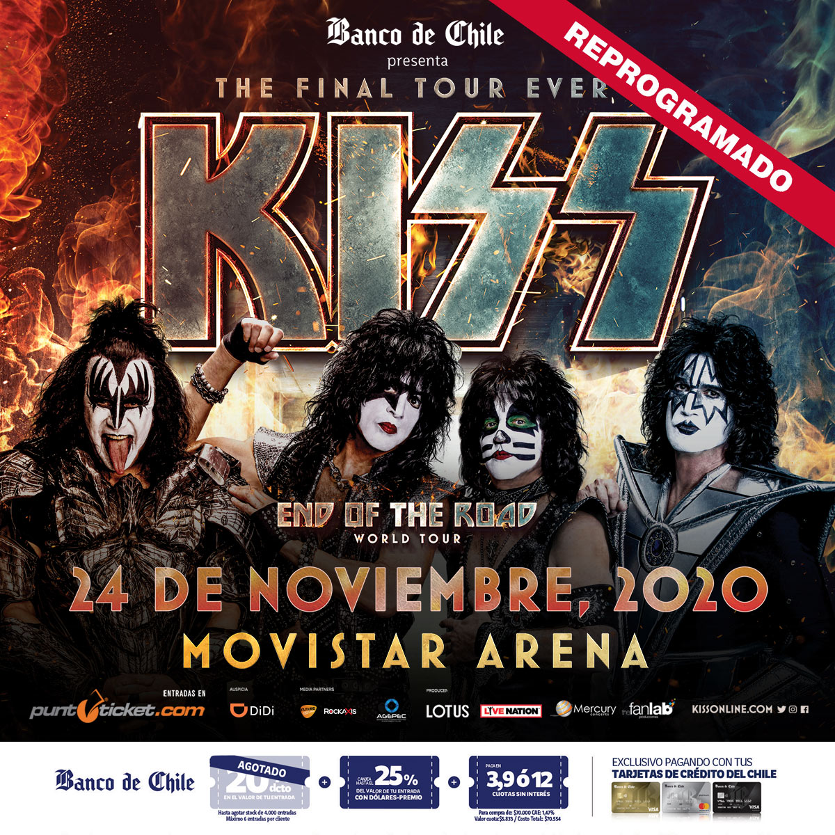 Kiss informa la nueva fecha de su concierto en Chile — Radio Concierto