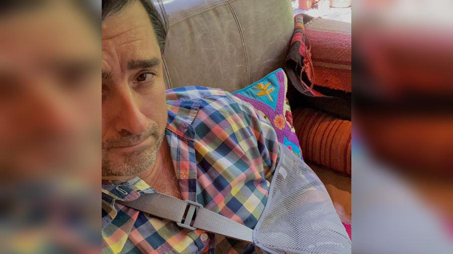 Jorge Zabaleta caída en bicicleta