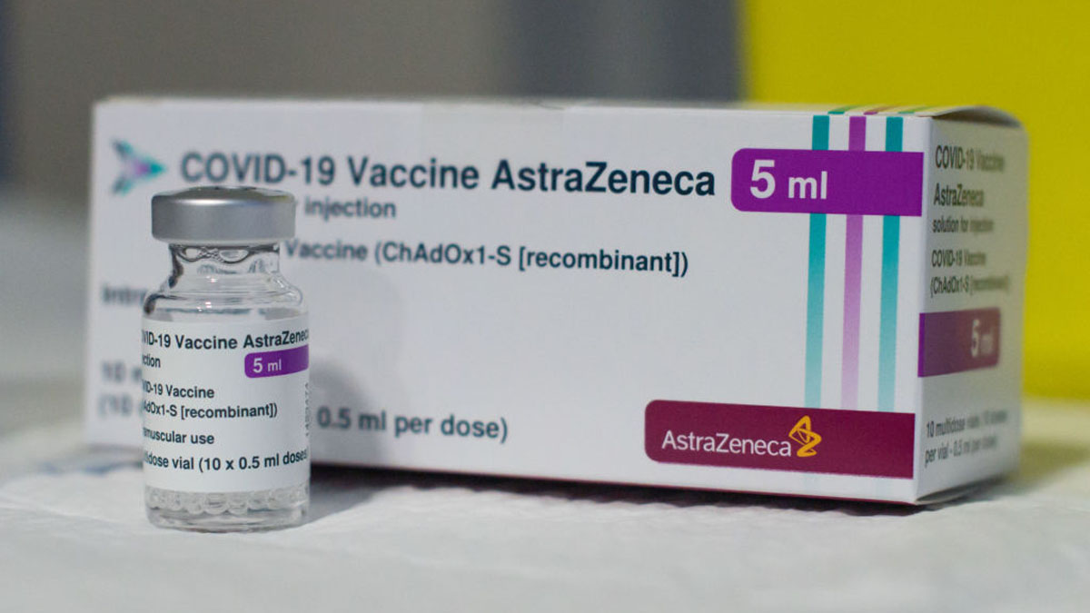 AstraZeneca COVID19 Vaccine Vial Seen In Front Of Its