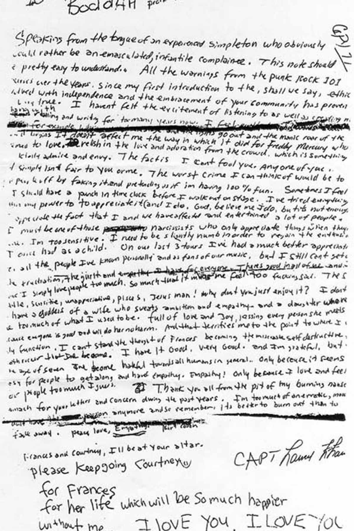 Kurt Cobain Carta De Despedida