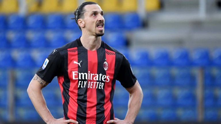 Zlatan Ibrahimovic Of AC Milan Reacts During The Serie A