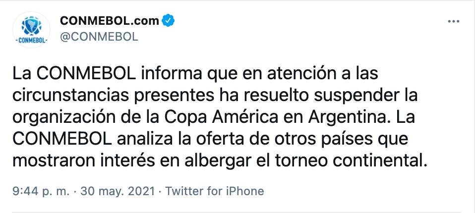 CONMEBOL Suspendde Copa América En Argentina