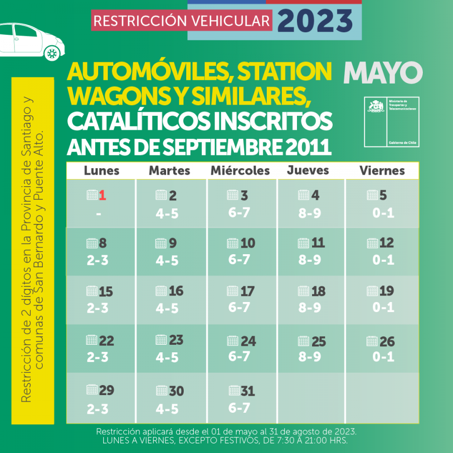 Restricción Vehicular Mayo 2023