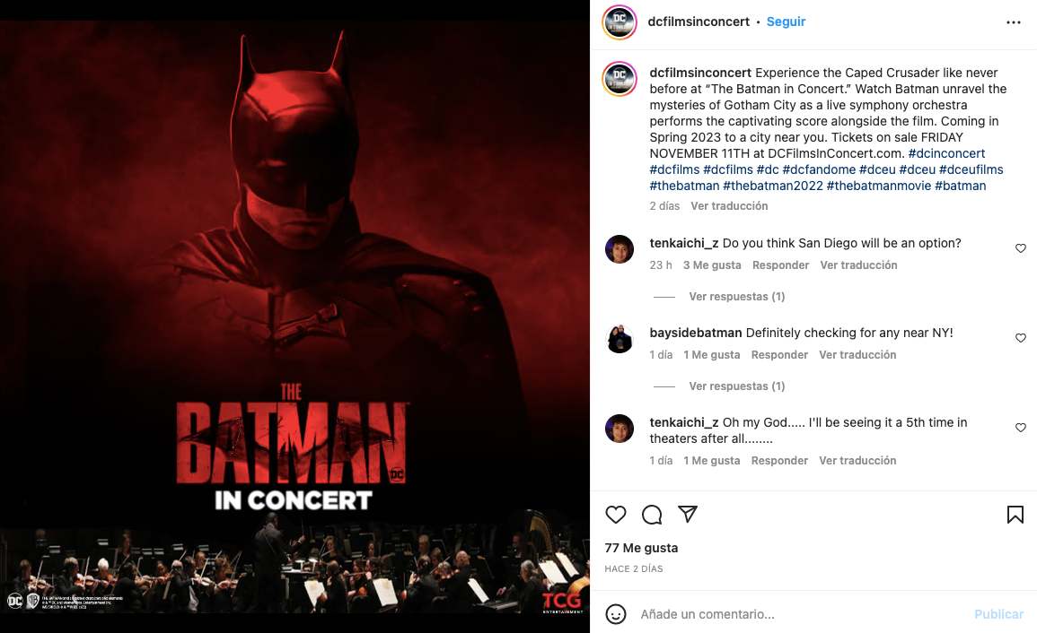 The Batman In Concert Instagram
