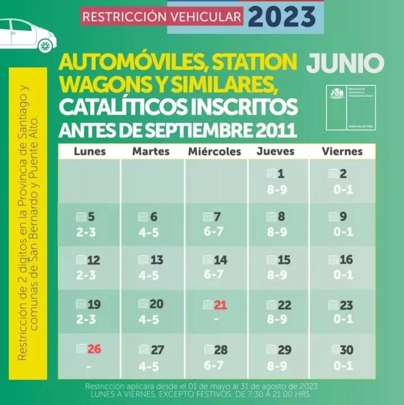 Restricción Vehicular Junio 2023
