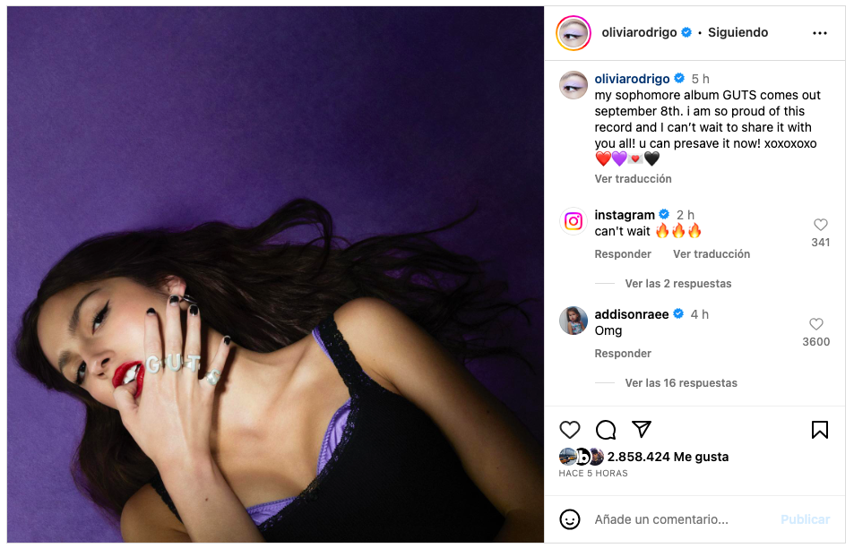 Olivia Rodrigo Instagram