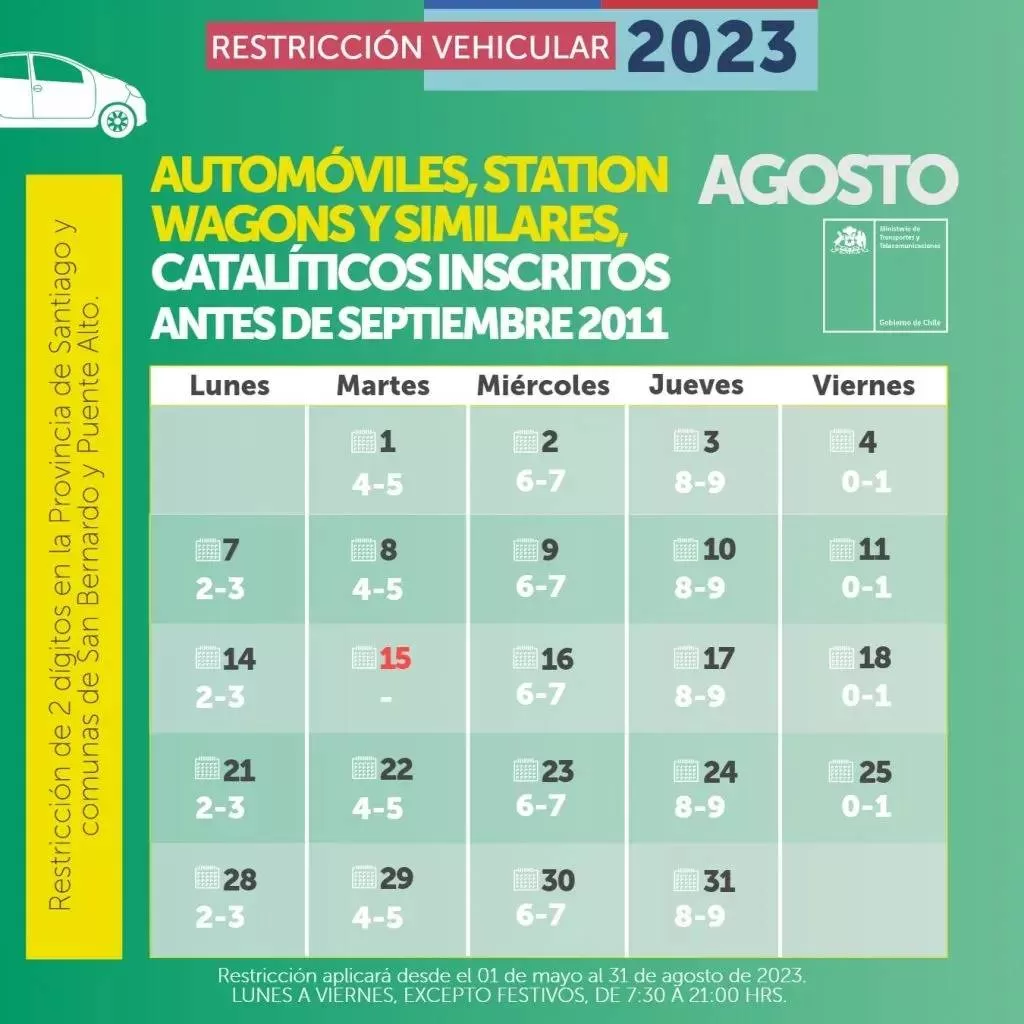 Restricción Vehicular Agosto 2023