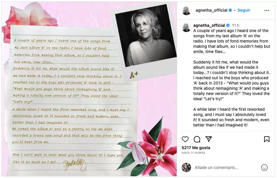 Agnetha Fältskog Instagram