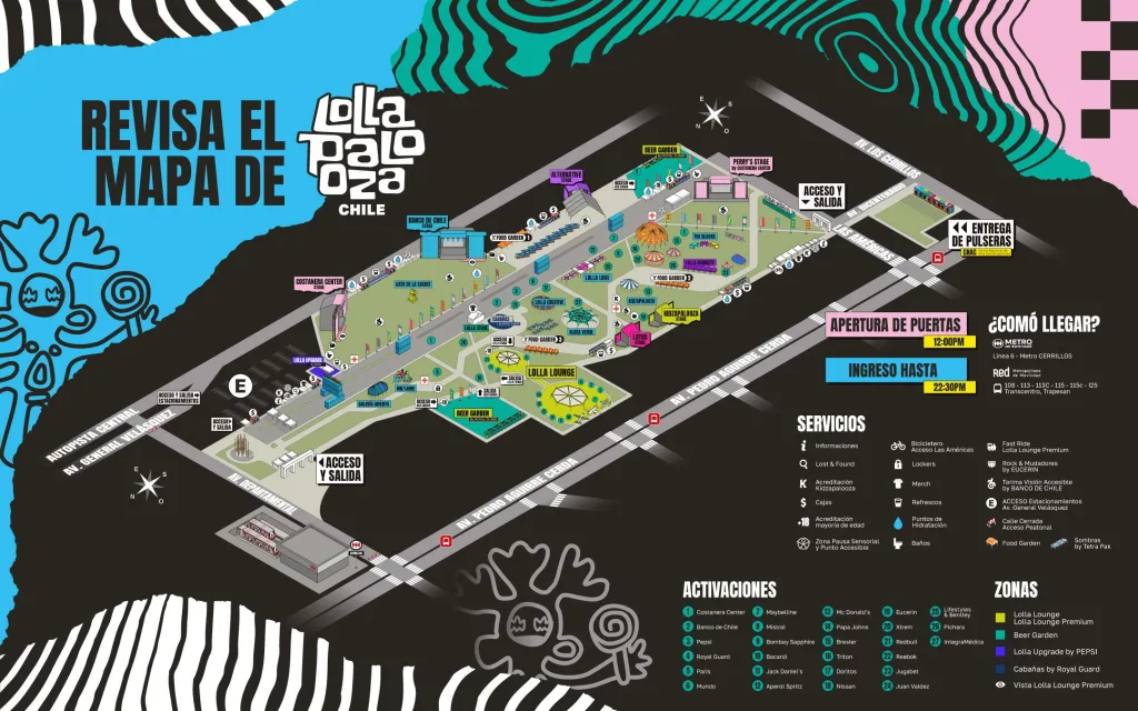 Revisa el mapa de Lollapalooza Chile 2024 Con dos Beer Garden y nuevas
