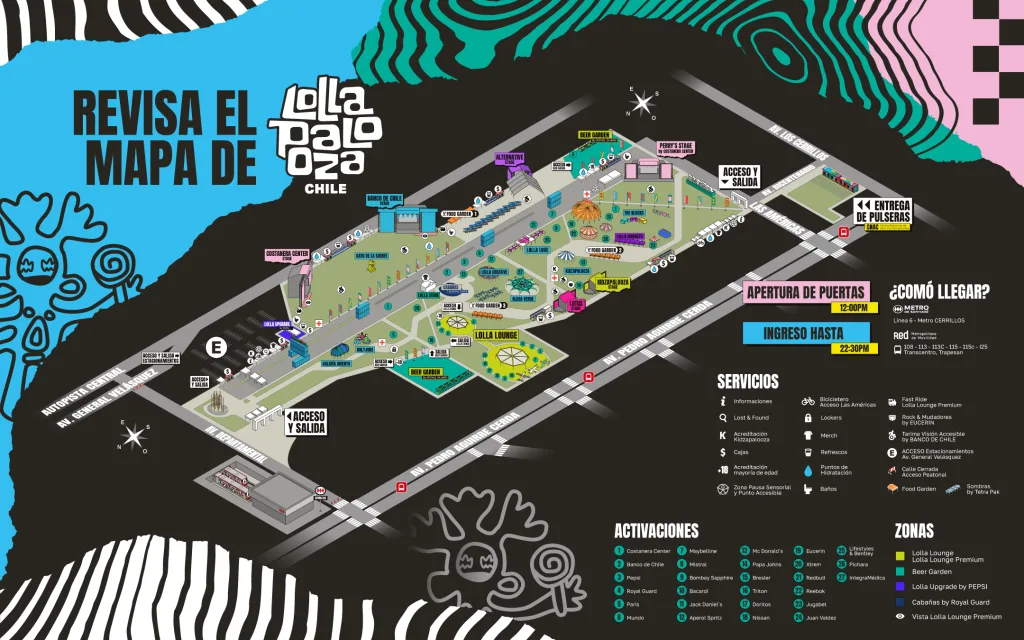 Lollapalooza Chile 2024 Revisa el mapa y todas las indicaciones para