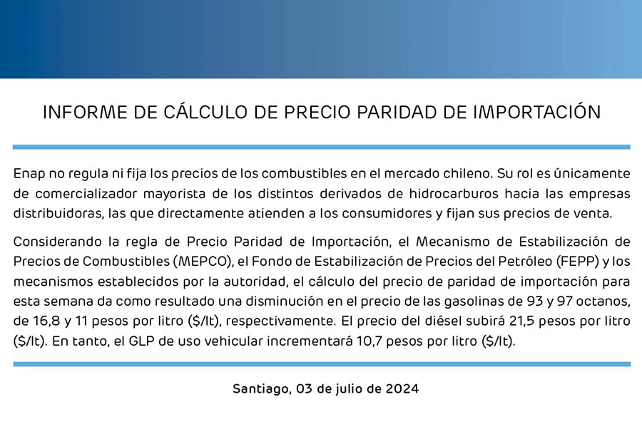ENAP Informe Semanal 3 De Julio 2024