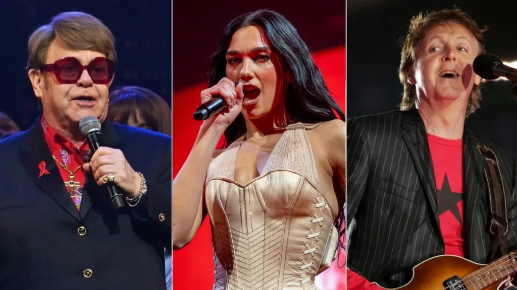 Elton John Dua Lipa Paul McCartney