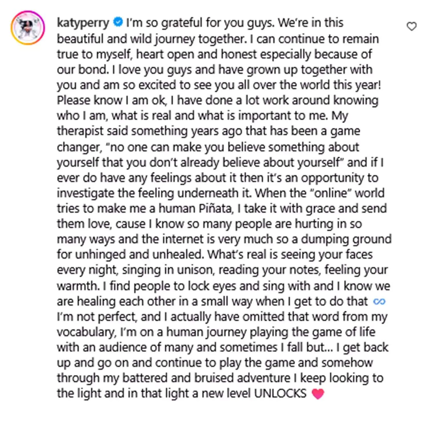 Katy Perry message