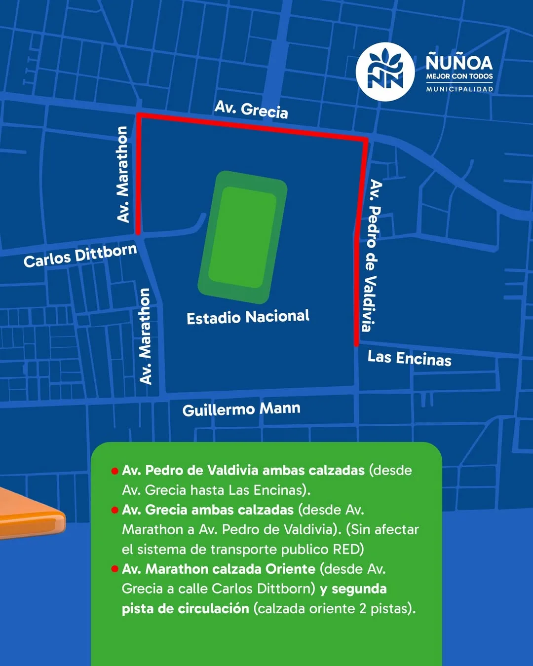 Corte de calles en Estadio Nacional