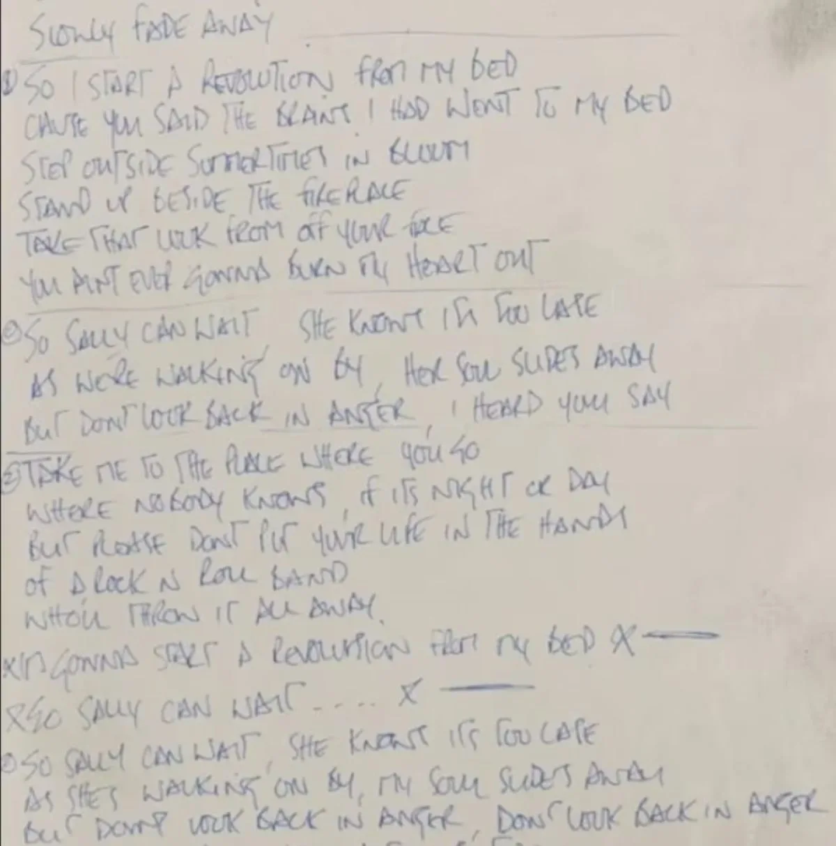 Manuscrito De Noel Gallagher