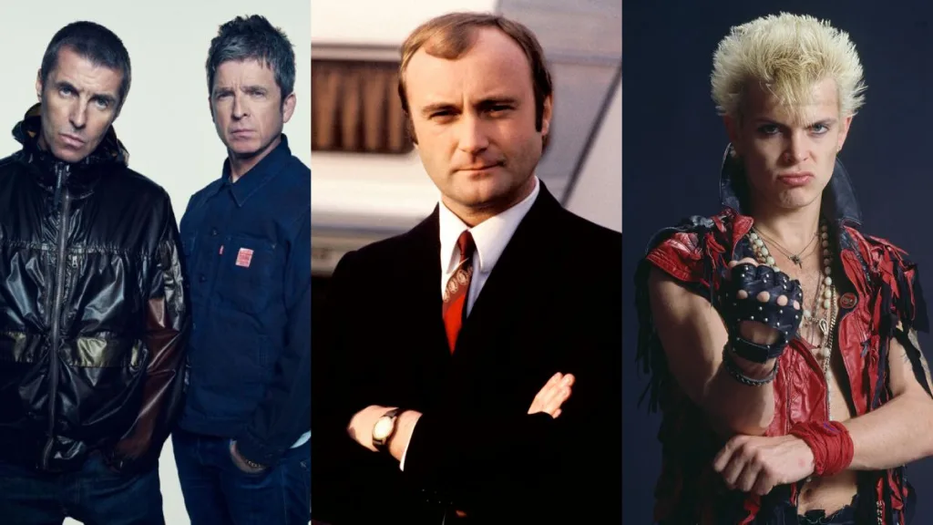 Oasis Phil Collins Billy Idol